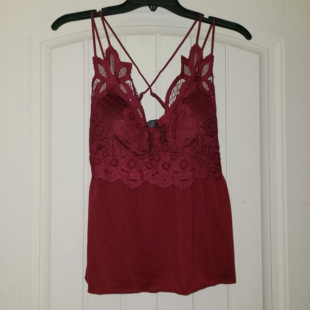 Strappy lace tank top